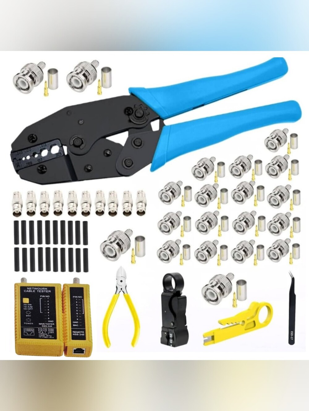 Blue Coax Crimping Tool Kit with BNC Connectors